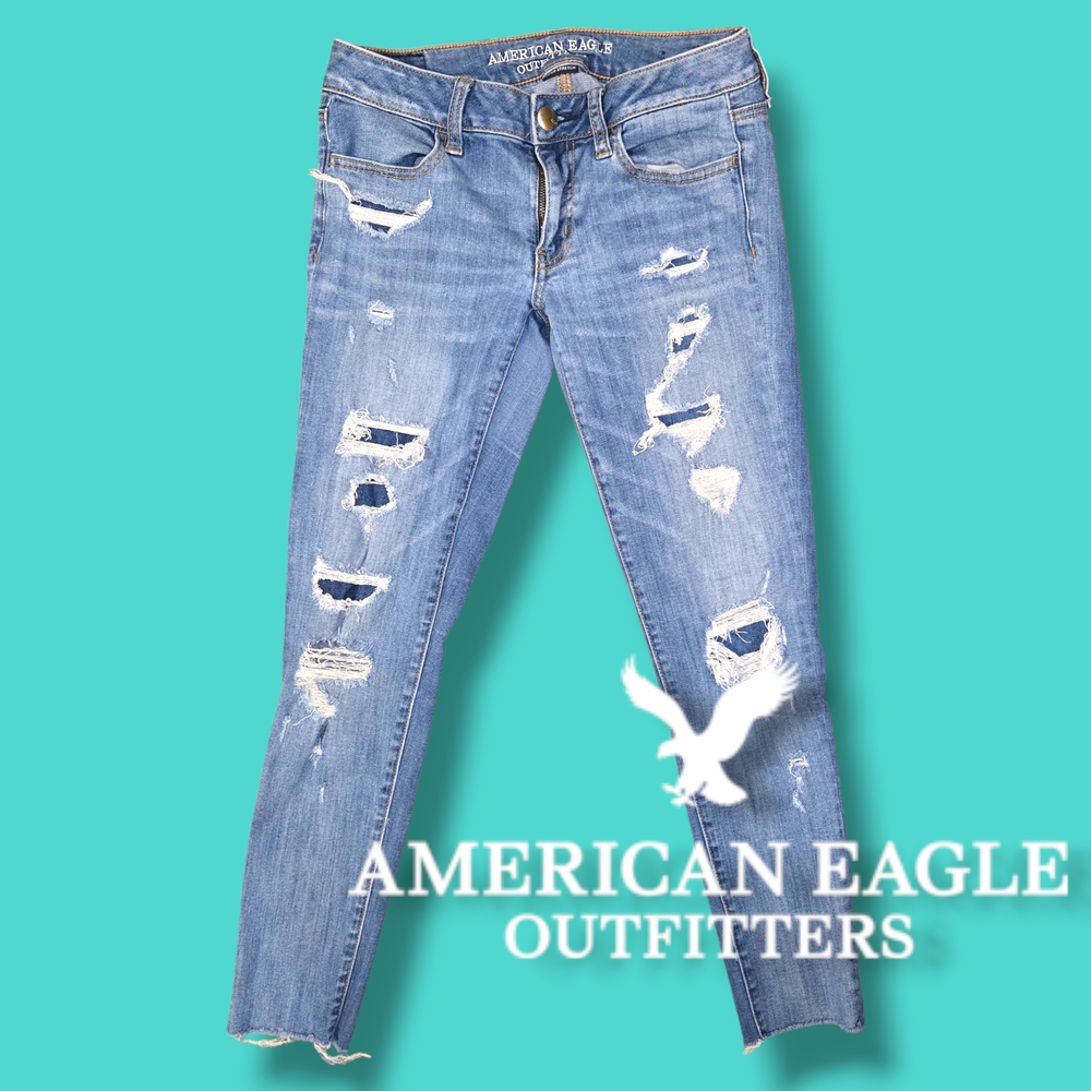 American Eagle Outfitters Women's Distressed Super Lowrise Jeggings